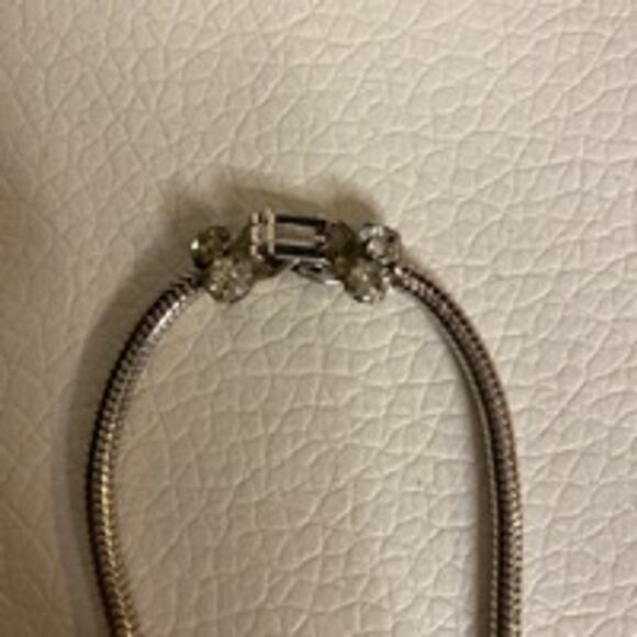 Vintage Sterling Silver Rhinestone Jewelry Necklace Signed - Picture 6 of 8